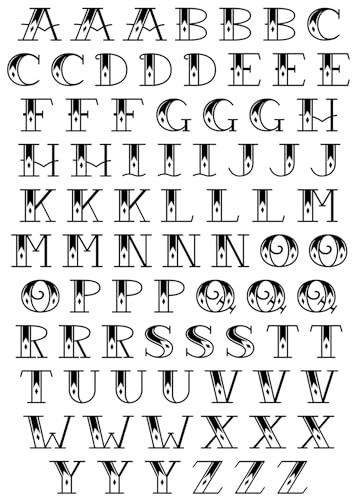 x3 Temporäre tattoos Buchstaben - 3 Blätter von Fake tattoos | Tätowierung | Arm, Schulter, Hals, Knöchel, Oberschenkel | Schwarz | Klebetattoos für Herren, Damen - TATTOO YOUR STYLE