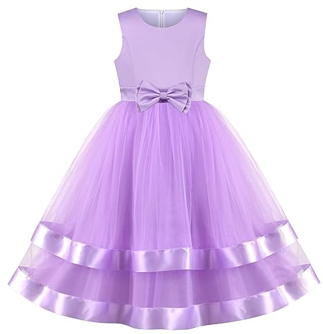 Sunny Fashion Vestito Bambina Senza Maniche Rosso Palla Toga Nozze Festa Pageant 6-12 Anni