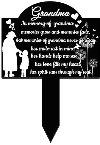 Grabmarkierungen für Oma Grabschmuck für Friedhof, wasserdicht, Acryl, Friedhofsplakette, Pfahl, Trauer, Gartenstecker, Gedenktafeln für den Außenbereich, Garten, Hof, Dekoration (Oma)