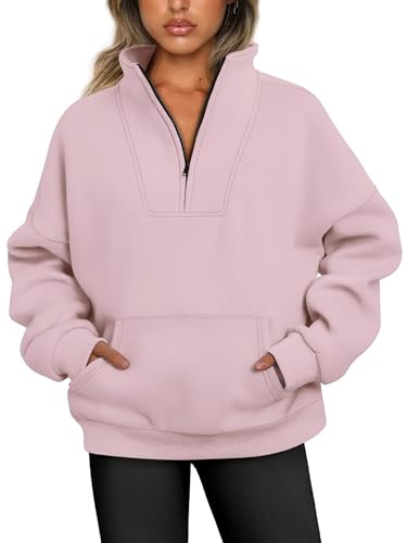 Jnsnjnr Womens Fleece Lined Jumper Chunky Long Sleeve Sweater Oversized Quarter Zip Sweatshirt