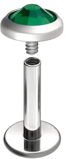 OTHER Piercing Labret Piercing Lippenpiercing Ohrpiercing Ohrring Innengewinde Mit Zirkonia Internal Titan G23 Leicht Hypoallergen Silber/Zirkonia: Grün 5 mm