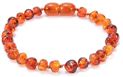 Tolldek Bernstein Armband, Damen & Herren Armbänder, Echten Natursteinen Perlen Armband Handgemacht, 15CM, Orange