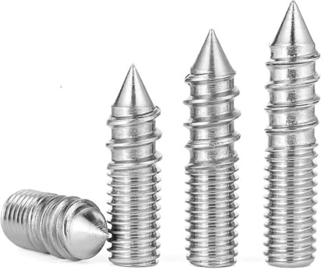 RSRSR Doppelkopfschrauben, selbstschneidend, 5 Stück M4/M5/M6, doppelseitige Stockschrauben mit Gewinde, Edelstahl 304, Doppelkopfschrauben, selbstschneidende Schrauben for Möbelbeine aus Holz(M6*70)