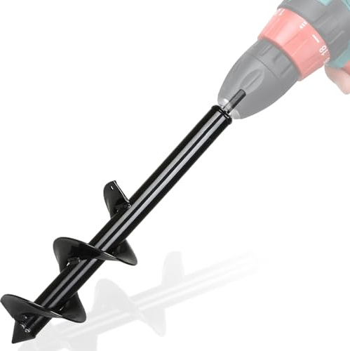 Warmfay Earth Auger Drill Bit, Garden Augers Spiral Drill 40X10CM, Post Hole Digger - Hex Shank Stainless Steel Post Hole Digger, Black Solid Shaft Spiral Drill