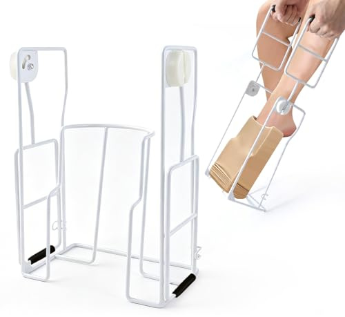 Aide à l'enfilage pour bas de contention, enfile-chaussettes en acier au carbone avec manche long pliable, outil d'enfilage pour personnes âgées et à mobilité réduite