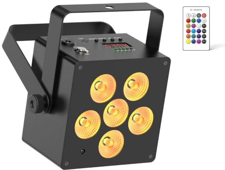 ZonQoonz 50W LED Par Akku, RGBWA UV 5200mAh Wiederaufladbar Bühnenlicht Strahler mit IR Fernbedienung und Sound Aktivierung, Partylicht DMX für DJ Disco Bar Halloween Weihnachten Geburtstag Party