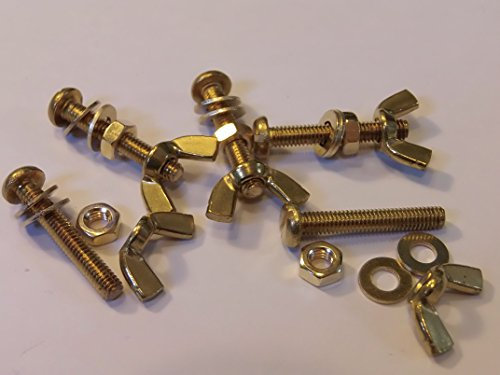 M4X25 BRASS PAN HEAD BOLTS NUTS & WASHERS & WING NUTS PACK 0F 5 BRASS SET SCREWS