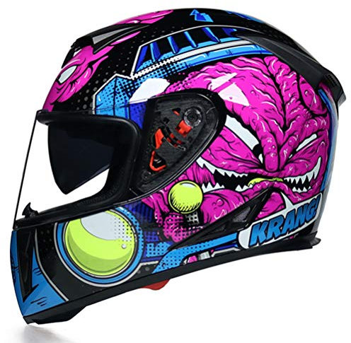 Integralhelm MTB mit Doppellinse Stylischer Rennhelm mit Schnellverschluss Casco Moto Motorradhelme Herren/Damen Integralhelm