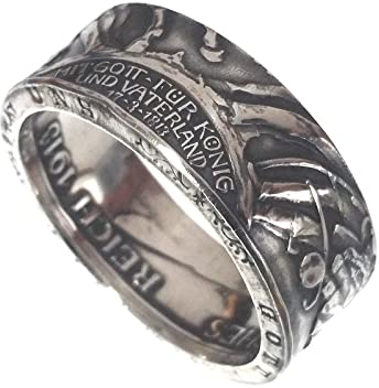 Münzring 3 Mark Kaiserreich 1913 der König rief Silber 900er Größe 60 bis 74