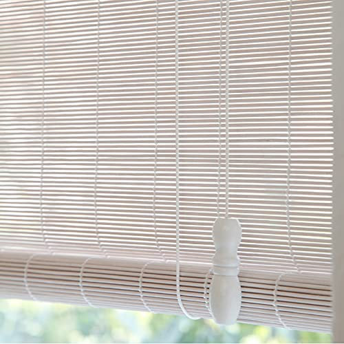 Tende in bambù Bianca Tenda a Rullo in bambù Tapparella Avvolgibile Bamboo,Filtraggio della Luce Schermata Privacy per Soggiorno Camera da Letto Ufficio,Taglia Personalizzabile (50x180cm/20x71in)