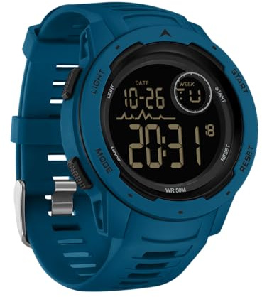 findtime Mens Sports Watches Digital Watch for Men 5ATM Waterproof Watch Military Tactical Watch for Outdoor Running Swimming Large Face Wrist Watch with LED Backlight Black Red