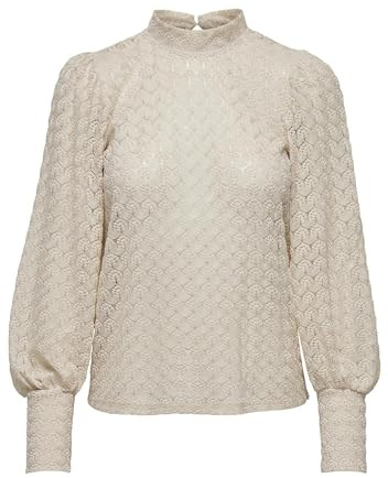 JDY Damen Jdyavery L/S Lace Top Jrs Noos Langarmshirt, Sandshell, L EU