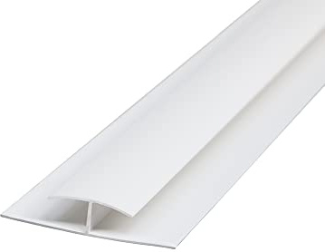 NRG 8mm Joining Bar H Trim Strip 2.7m White for Plastic Bathroom Panels | for Ceiling Cladding Bathroom PVC Panel, for Shower Room, Kitchen, Ceiling, Wet room, Shower Enclosure