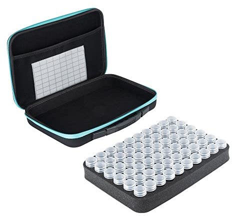 Ideen mit Herz Aufbewahrungskoffer für Diamond-Painting-Steine & -Zubehör | 60 klare Dosen | 60 Etiketten | Ordnungs-Box