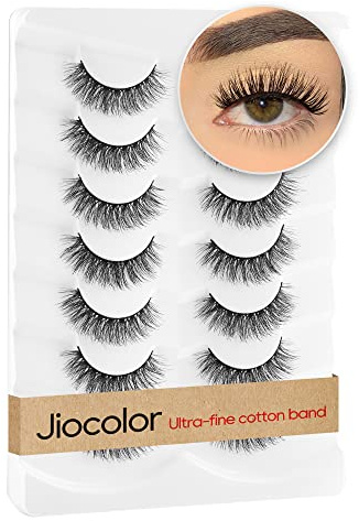 Jiocolor Falsche Wimpern 3D Faux Mink Wispy Fluffy Lashes Natürlicher Look Wiederverwendbar 7 Paare 13MM