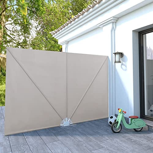 WIFESE 300x200 cm Tenda Balcone Esterno Pieghevole Tenda da Sole Laterale Tenda Laterale Parasole Tenda da Giardino Anti UV per Giardino e Terrazza Crema Impermeabile Poliestere