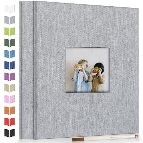 Artfeel Photo Album Self Adhesive Scrapbook Album for 3x5 4x6 5x7 8x10 Pictures,40 Pages Linen Cover with Display Window DIY Photo Book,Ideal Gifts for Family Travel Wedding Baby