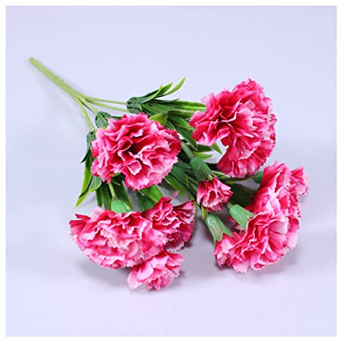 luckxuan Fleurs Artificielles avec Vase 1 Bouquet d'œillets, Fleur Artificielle, Fleurs éternelles en Soie for décoration de fête de Mariage à la Maison Fleurs Artificielles Deco(Color:1pc I)