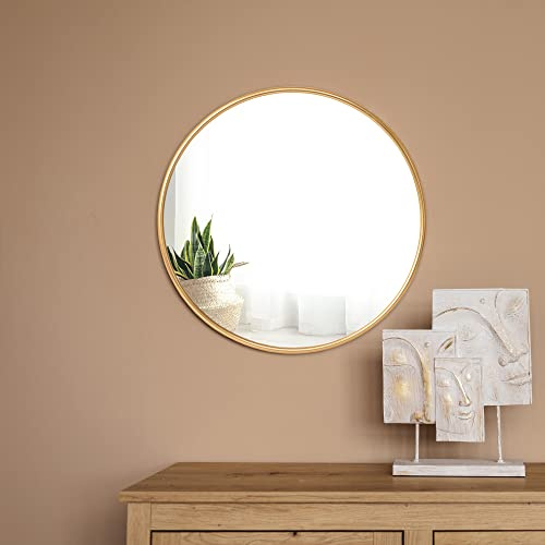 [en.casa] Wandspiegel Ordona Badezimmerspiegel Ø50cm Schminkspiegel Gold rund Dekospiegel