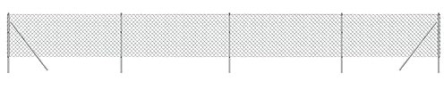 vidaXL Cerca de Alambre, Valla de Malla con Postes, Cercado de Cadena Eslabones, Borde para Recinto de Plantas de Jardín Patio, Plateado 1x10 m