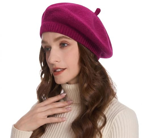 ZLYC Damen Winter Baskenmütze Klassischer Baskenmütze Druck Weich Warm Französisch Hut