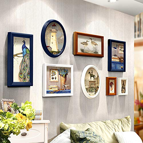 Bilderrahmen Collage Set Bilderrahmen aus Holz, Collagen-Set | Mehrere Bildergalerie-Kombinationsrahmen für Treppenhaus, Wohnzimmer, DIY-Hintergrund, Wanddekoration, Kunstgemälde (Massivholzrahmen +
