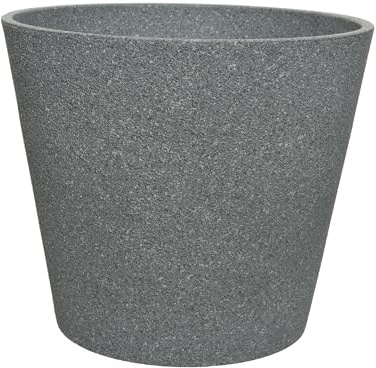 Decoris Blumentopf Keramik 26x30cm Naturstein Optik - Outdoor Blumenkübel - Pflanzenkübel Pflanzkübel außen - Blumen Übertopf draußen - Pflanzgefäße für draußen - Garten Deko Pflanzentopf - Grau