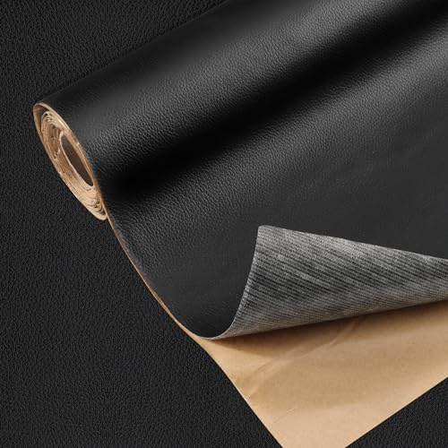 Cuero Adhesivo, Reparación de Cuero Parches, Polipiel Adhesiva para Sofa, Silla de oficina, Muebles, Asientos de Coche (Negro, 40x137cm)