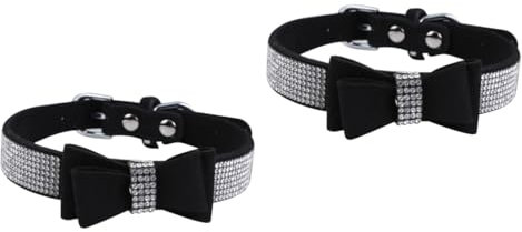 Supvox 2stücke Pet Bow Tie Mit Strass Stilvolles Und Bequemes Für Hunde Und Für Xs Schwarzes Design Für Fotos Und Besondere Anlässe