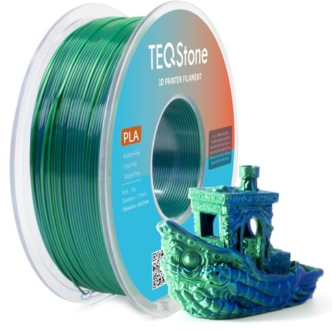 TEQStone 2-Farb Silk PLA Filament 1.75mm 1KG Blau Grün, Hochglänzende Oberfläche, Nahtlose Farbübergänge, Sauber Gewickelt Maßgenauigkeit +/-0.02mm