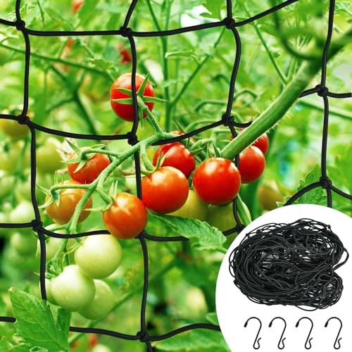 Red de Enrejado Jardín, 2 Piezas 120x60cm Red de Soporte para Plantas con 4 Ganchos, Red de Apoyo para Plantas Elástica, Red para Plantas Trepadoras, Pepinos, Verduras, Frijoles, Frutas, Flores
