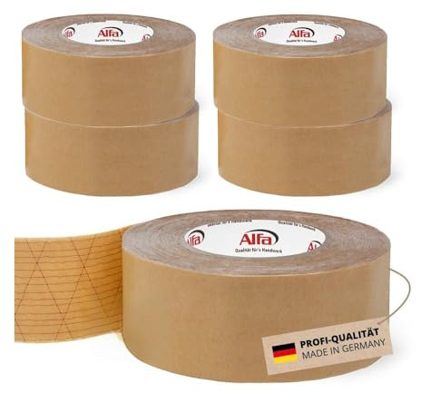 226 ALFA - Ruban adhésif spécial double-face StrongTac, 50 mm x 50 m, 5 pièces, pour montage de plinthes en tissu ou moquette, extrêmement fixant