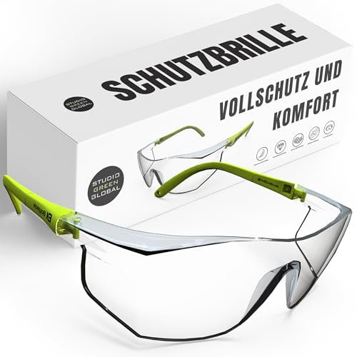 StudioGreenGlobal Schutzbrille | Perfekter Schutz für Heimwerker, Gartenarbeit, Auto- und Fahrradwartung, Putzarbeiten | Anti-Fog | Leicht und Komfortabel