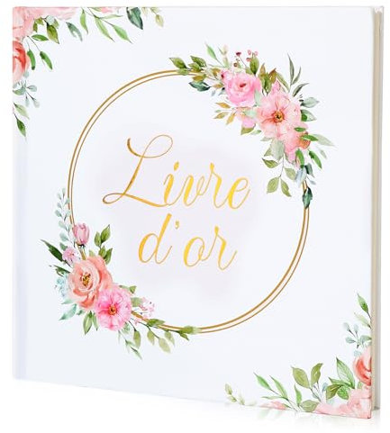 BOFUNX Libro de Visitas de Boda Libro de Firmas para los Invitados Álbum de Recuerdos Tamaño 21x21cm para Decoración de Boda