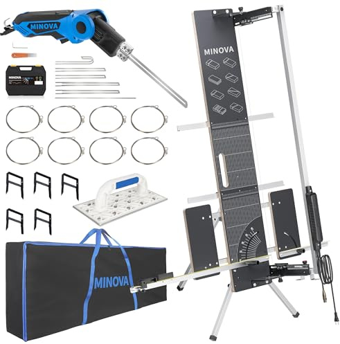 MINOVA Modell 7 PROFI Styroporschneider 260 Watt / 1.300mm + STYROCUTTER 250W, Luftgekühltes Netzteil, Komplettset inkl. 8 Schneidedrähte, 1 Styrogrips, Softbag und 6 Klingen für Handschneider
