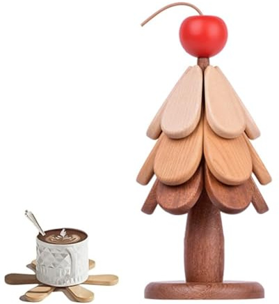 DGHNBMGNG Sets de Table en Bois for Plats Chauds sous-Plats for marmites et poêles sous-Verres d'arbre en Bois Dessous de Plat for Pot en Bois en Forme d'arbre 3 trépieds + 1 Support(Multi-colored1)