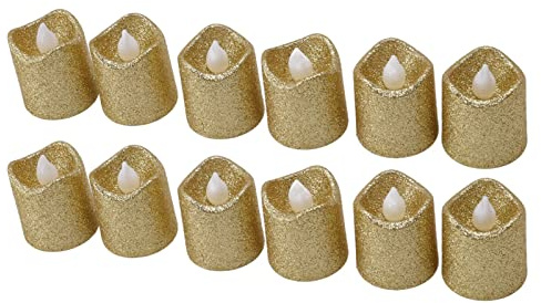 Ensemble de Bougies Chauffe-plat Dorées sans Flamme, LED, pour Décorations de Fête de Noël