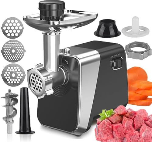 YXZQLOZ 3-in-1 Meat Grinder and Sausage Stuffer, 1600W Electric Meat Grinder with 3 different cutting boards, including sausage and Kubbe set, removable