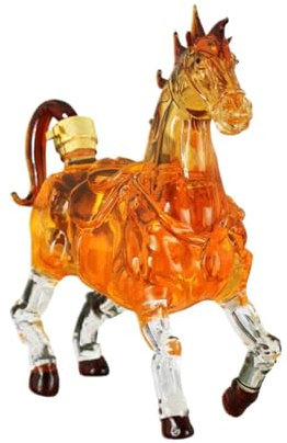 Decantador de Whisky Decantador de vidrio-1000 ml Diseño en forma de Caballos,Botella de vino Para Hombre Vino,brandy, jugo,tequila,vodka