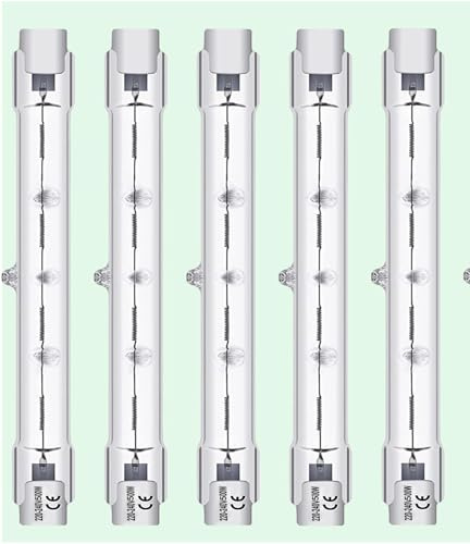Vinaco R7S Bulb 118MM 500W, 5 Pack J78 Halogen Dimmable with 2800K Warm White, High Output 8300LM R7S Halogen Lamp 230V 500W, Long Lifespan 118MM Bulb for Security Light, Landscape Light