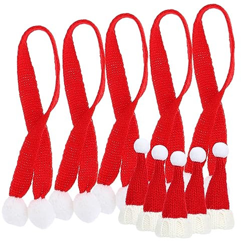 BESTonZON 5sätze Mini Weihnachtsmützen Und Schals Mit Mini-häkelmützen Für Flaschen-dekoration Und Weihnachtsprojekte Für Festliche Anlässe Und Kreative Bastelarbeiten