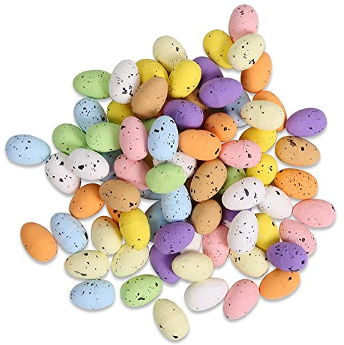 Ostern Deko, 100x Ostereier Pastell zum Basteln Kleine Schaumeier zum Bemalen, Bekleben und Aufhängen Osterdeko für Osterkranz, Blumenkorb, Sträuße, Fenster und Tischdekoration (S(1.8 * 1.2 cm))