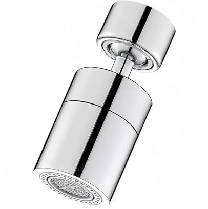 Aireador de grifo de fregadero de cocina, de latón macizo, doble función, boquilla giratoria de 360°, grifo universal M24/M22, filtro de ahorro de agua, cromo pulido (plata)
