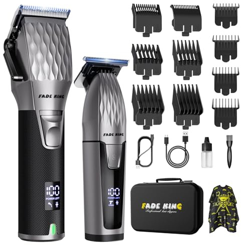 FADEKING® Professional Hair Clippers for Men - Cordless Hair Clippers (Clipper+Trimmer, Graphite Black)