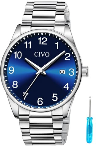 CIVO Uhren Herren Edelstahl Armbanduhr: Klassische Wasserdicht Herrenuhren mit Datum - Analog Quarz Uhren für Männer