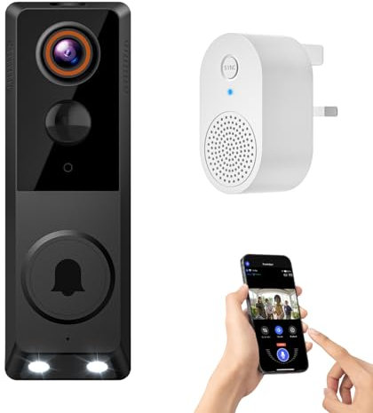 Novaquill 1080P Wireless Video Doorbell Camera, Indoor/Outdoor Surveillance, Cloud Storage, AI Human Detection, 2.4Ghz Wi-Fi Only, 2-Way Talk, Night Vision