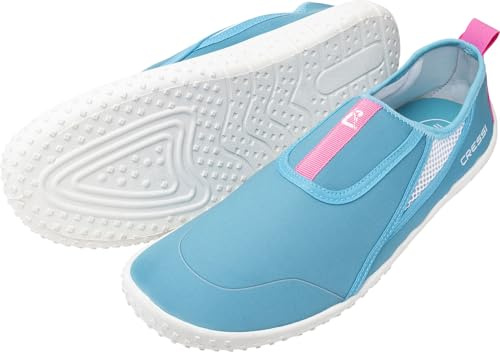CRESSI Kiwi-skor azur/rosa vit sula 42 – unisex-sko idealisk för vattensporter unisex sko idealisk för vattensporter och promenader i våta miljöer, vid havet och stranden, azur/rosa vit sula, 42