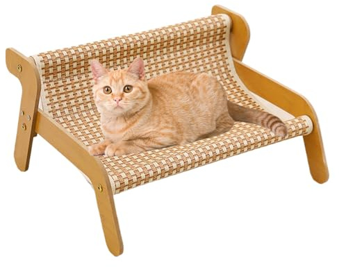 Kratzsofa Katzenbett | Kätzchen Kratzcouch,Aus Sisal und Holz multifunktionaler gemütlicher Möbelschützer zur Krallenpflege und Bewegung für gelangweilte Hauskatzen