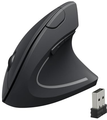 Ouitble Ergonomisk Mus 2.4G -uppladdningsbar Trådlös Mus 800/1200 /1600 DPI med USB -mottagare 6 -knappar för Laptop Desktop PC Mac Mac Mac
