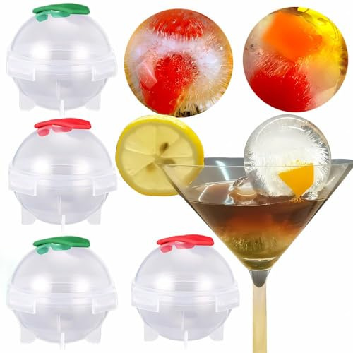 Palline Stampi Cubetti di Ghiaccio GRANDI Palla Pallina Sferica, Diametro 5 Cm, Ideali per Ice Cocktail Balls Bibite Bevande Fresche Aperitivi Spriz Amari Freeze (4)